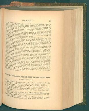Libros y folletos recibidos en el mes de Octubre
