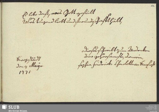 Bl. 17r: Sophia Friderike Charlotte von Krosigk. Kropstadt, 04.05.1775.
