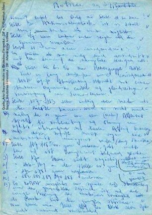 Notizen zum Drehbuch von Artur Brauner (handschriftliches Original und Abschrift)