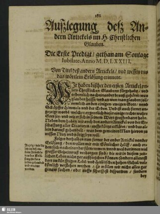 Außlegung deß Andern Artickels im H. Christlichen Glauben
