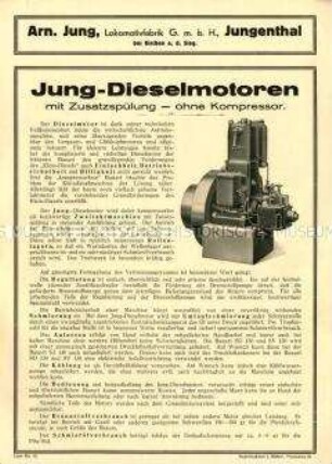 Jung-Dieselmotoren mit Zusatzspülung - ohne Kompressor.