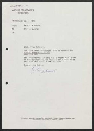 Brief an Ulrike Schmidt, 22.11.1990