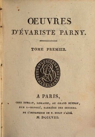 Oeuvres d'Evariste Parny. 1