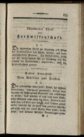 Allgemeiner Theil der Forstwissenschaft.