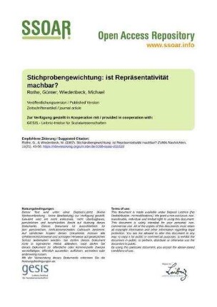 Stichprobengewichtung: ist Repräsentativität machbar?