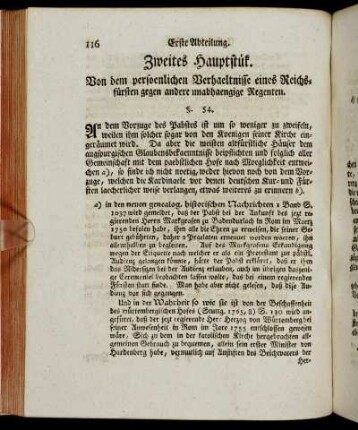 Zweites Hauptstük. Von dem persoenlichen Verhaeltnisse eines Reichsfürsten gegen andere unabhaengige Regenten