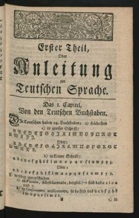 Erster Theil, Oder Anleitung zur Teutschen Sprache