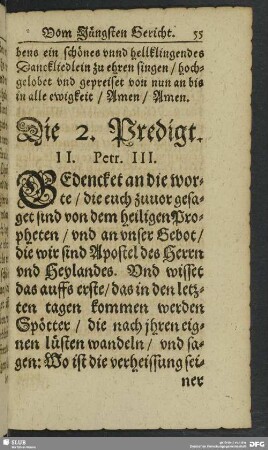 Die 2. Predigt. II. Petr. III.