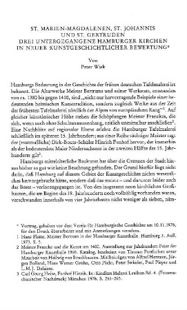 St. Marien-Magdalenen, St. Johannis und St. Gertruden : drei untergegangene Hamburger Kirchen in neuer kunstgeschichtlicher Bewertung