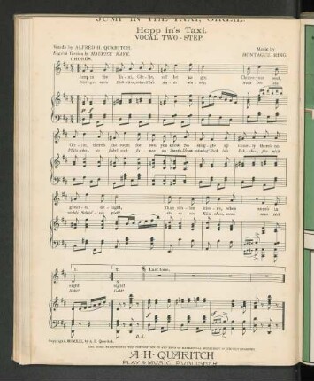 Hopp in's Taxi. Vocal Two-Step.