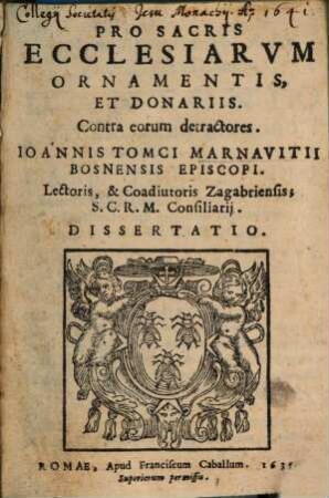 Pro sacris ecclesiarum ornamentis et donariis ... dissertatio