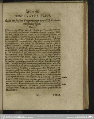 Observatio XLVII. Gesta per falsum Procuratorem an post Sententiam ratificari possint?