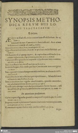 Synopsis Methodica Rerum His Locis Tractatarum