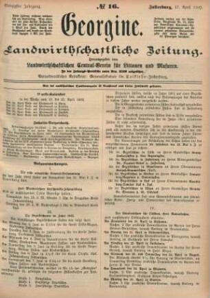 Siebzigster Jahrgang. No. 16. Insterburg, 17. April 1902.