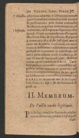 II. Membrum. De Pactis nudis legitimis.