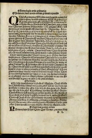 Etymologia artis grammatice Volumen primum de octo orationis grammatice partibus