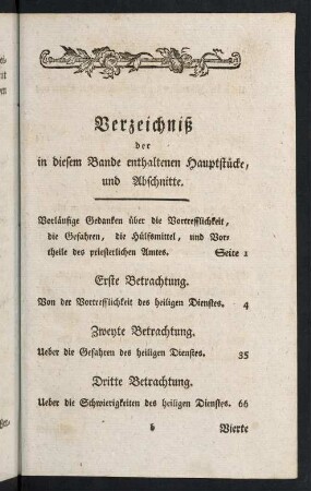 XVII-XXIV, Verzeichniß der in diesem Bande enthaltenen Hauptstücke, und Abschnitte