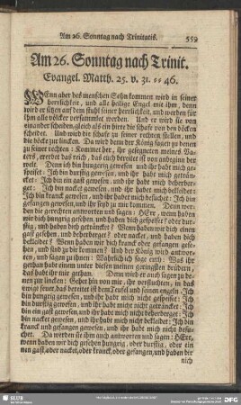 Am 26. Sonntag nach Trinit. Evangel. Matth. 25. v. 31-46