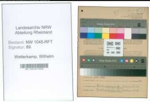 Entnazifizierung Wilhelm Wetterkamp , geb. 27.01.1893 (Wirt)