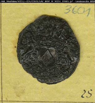 Siegler: Überlieferungsart: Stoff: Lack Farbe: schwarz Form: oval. Durchmesser: 27 mm Art: Typ: Umschrift: