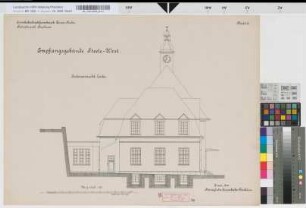 Empfangsgebäude [Bahnhof] Steele-West, Blatt~6: Seitenansicht links, M.~1:50 Hge, Sknr.: 1, Fanr.: 13, Bunr.: 7