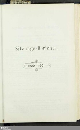 Sitzungs-Berichte 1900 - 1901