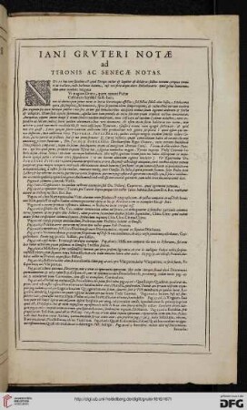 Iani Grvteri notae ad Tyronis as Senecae notas