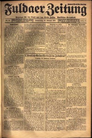 Erste Ausgabe vom Donnerstag, den 24. Februar 1927.