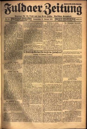 Erste Ausgabe vom Donnerstag, den 24. Februar 1927.