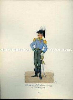 Uniformdarstellung, Oberst der Infanterie in Dienstuniform, Sachsen, 1822/1831.