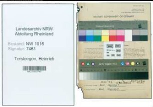 Entnazifizierung Heinrich Tersteegen , geb. 09.06.1912 (Landwirt)