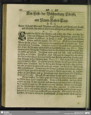 Am Feste der Beschneidung Christi oder am Neuen-Jahrs-Tage