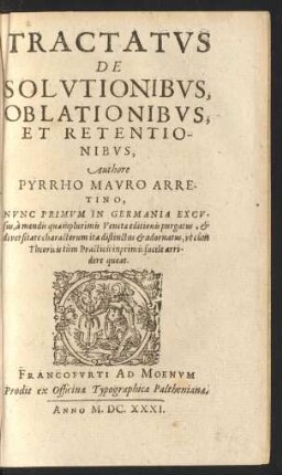 Tractatus De Solutionibus, Oblationibus, Et Retentionibus