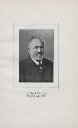 Tafel: Adalbert Metzing, Mitglied seit 1855