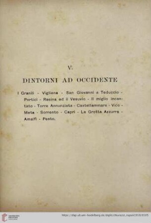 V. Dintorni ad occidente