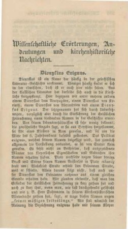 203-231 Wissenschaftliche Erörterungen, Andeutungen und kirchenhistorische Nachrichten