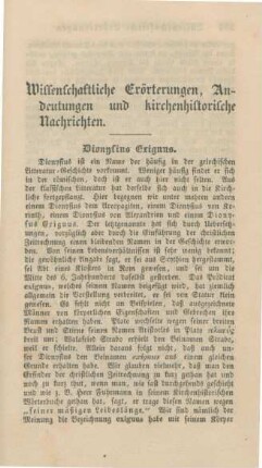203-231 Wissenschaftliche Erörterungen, Andeutungen und kirchenhistorische Nachrichten