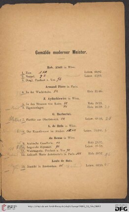 Gemälde moderner Meister (Nr. 1 - 181)