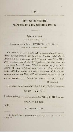 Solution de questions proposées dans les nouvelles annales.