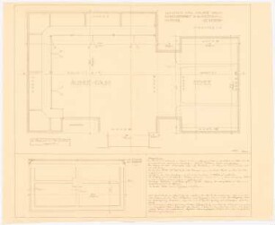 Wohnhaus Hauser, Solln: Schreinerarbeit im Bücherraum und im Erker: Grundrisse, Schnitt 1:10