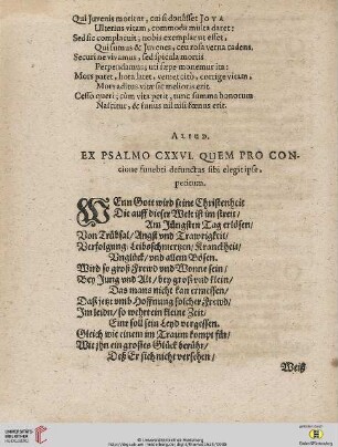 Ex psalmo CXXVI. quem pro concione funebri defunctus fibi elegit ipse, petitum