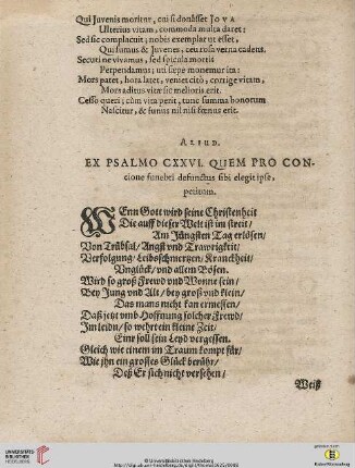 Ex psalmo CXXVI. quem pro concione funebri defunctus fibi elegit ipse, petitum