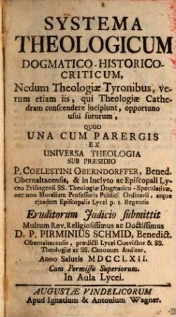 Systema theologicum dogmatico-historico-criticum