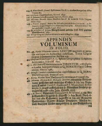 Appendix Voluminum In Folio