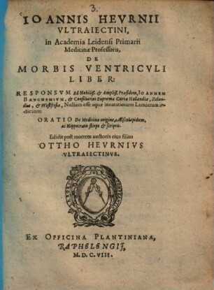 Ioannis Heurnii De morbis ventriculi liber