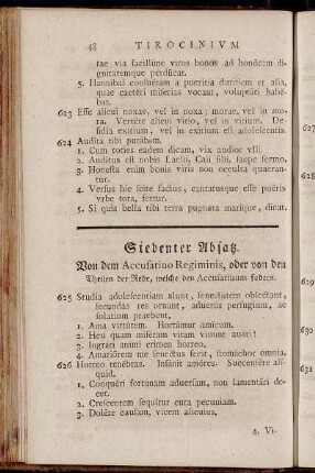 Siebenter Absatz. Von dem Accusativo Regiminis[...] - Achter Absatz. Von dem Gebrauche des Vocativi in der Rede.