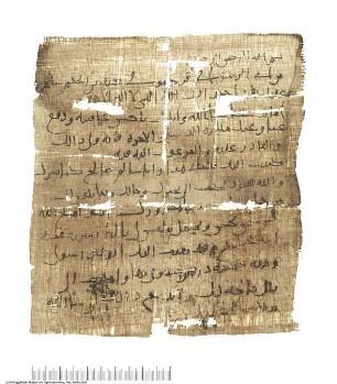 Arabischer Papyrus mit einem frühen Geschäftsbrief mit der Adresse auf dem Verso