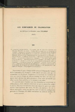 Les Compagnies de colonisation en Afrique Occidentale sous Colbert, par P. Chemin-Dupontès (avec carte).
