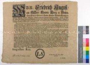 Patent von Friedrich August I. Kurfürst von Sachsen betreffend die Begnadigung von Deserteuren