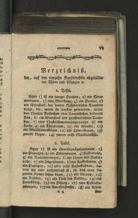 Verzeichniß, der, auf den vierzehn Kupfertafeln abgebildeten Thiere ...
